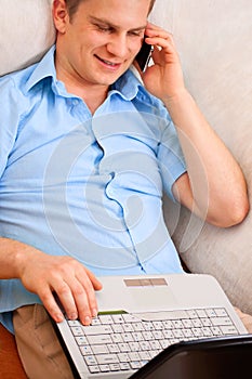 Young man using a laptop