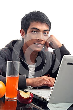 Young man using laptop