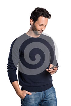 Young man using phone