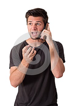 Young Man very angry talk on phone