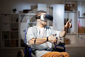 Young man with vr goggle