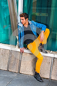 Young Man Waiting for You on street in New York