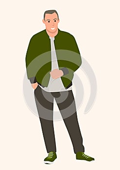 Young man wearing bomber jacket