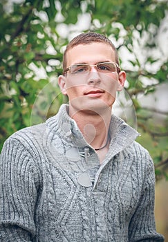 Young man wearing glasses