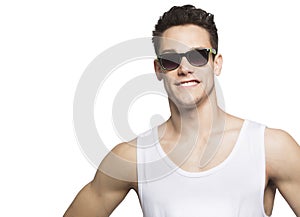 Young Man Wearing Goggle In Tanktop photo