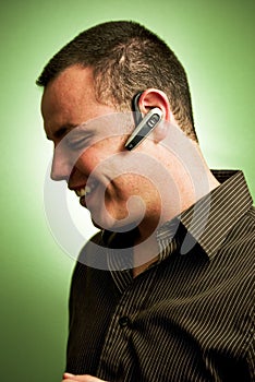 Young man wearing headset