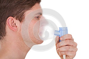 Young Man Wearing Oxygen Mask