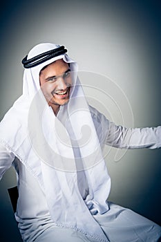 Young Man Wearing Traditional Arabic Clothing