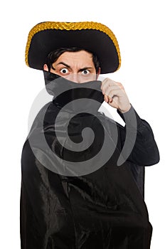 Young man wearing tricorn and coat isolated on