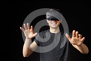 Young Man Wearing Virtual Reality Headset