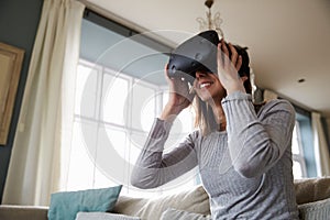 Young Man Wearing Virtual Reality Headset