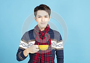 Young man wearing winter clothes