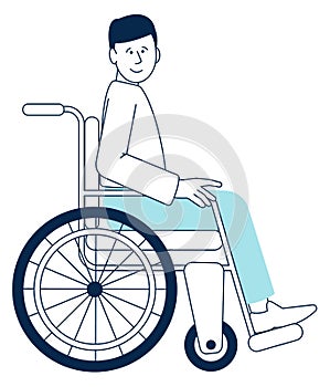 Young man in wheel chair. Disabled person icon
