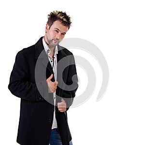 young man on white background
