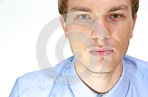 Young man on white background