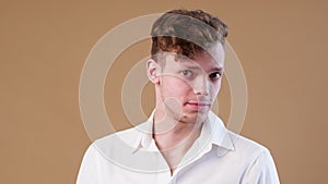 Young man in white shirt