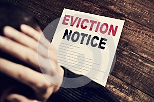 Young man who has received an eviction notice