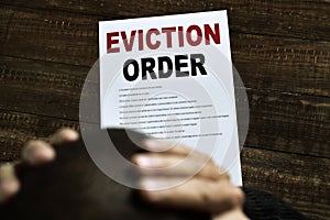 Young man who has received an eviction order