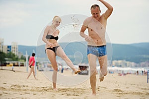 Young man and woman having fun
