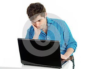 Young man working on laptop