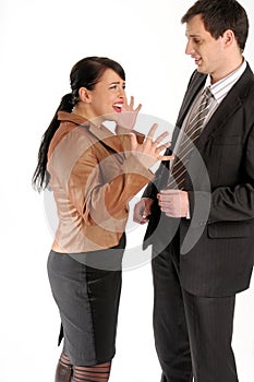 Young manager colleagues on the white background