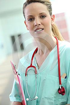 Young medic wearing scrubs