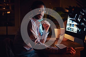 Young medic is working on night shift