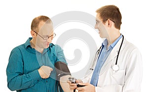 Young medical doctor examines a patient photo