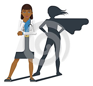 Young Medical Doctor Super Hero Cartoon Mascot