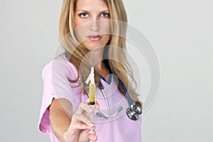 Expertise in Action: A Young Medical Professional at Work in a Bright Studio