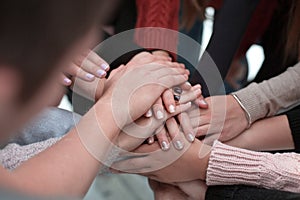 Young medical professionals standing among their colleagues