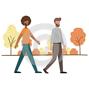 Young men with landscape avatar character