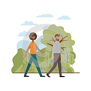 Young men with landscape avatar character