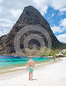 young men in swimshort on vacation Saint Lucia, luxury holiday Saint Lucia Caribbean