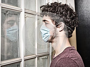 Young men in window quarantine