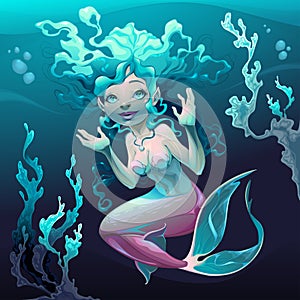 Young mermaid in the sea