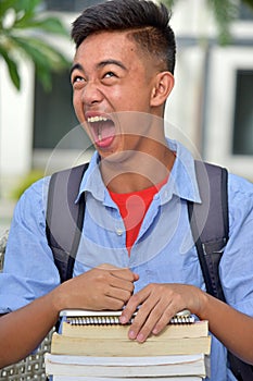 Young Minority Boy Student Shouting