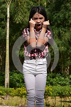 A Young Minority Girl And Anger