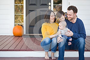 Young Mixed Race Chinese and Caucasian Family Portrait