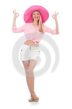 Young model in panama hat