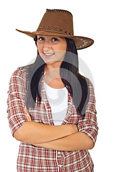 Young model woman with hat