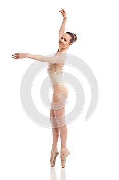 Young modern ballet dancer isolated on white