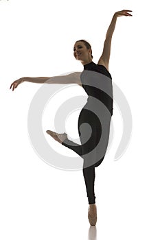 Young modern ballet dancer isolated on white