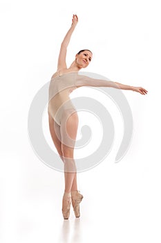 Young modern ballet dancer isolated on white background