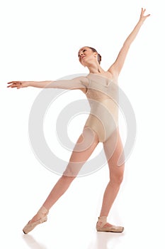 Young modern ballet dancer isolated on white background