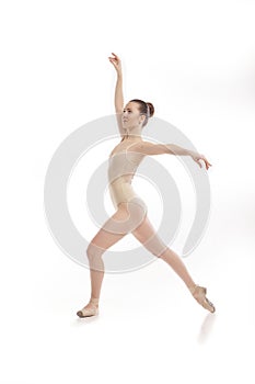 Young modern ballet dancer isolated on white background