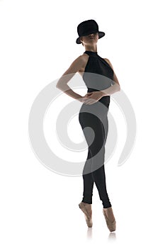 Young modern ballet dancer isolated on white background