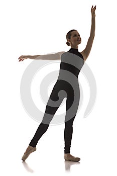 Young modern ballet dancer isolated on white background