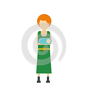 Young mom holding newborn baby icon