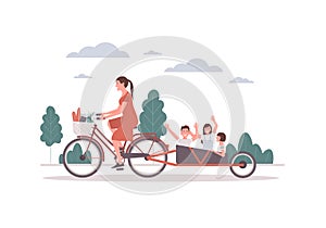 Young mother on a bicycle